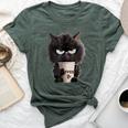 Angry Black Cat Drinking Coffee Loves Coffee Pet Bella Canvas T-shirt Heather Forest