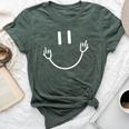 Sarcastic Smile Face Middle Finger Graphic Bella Canvas T-shirt Heather Forest