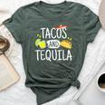 Tacos And Tequila Mexican Sombrero Bella Canvas T-shirt Heather Forest