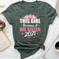 This Girl Becomes A Big Sister 2021 Cute Flowers Hearts Bella Canvas T-shirt Heather Forest