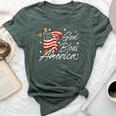 God Bless America Fourth Of July Christian Patriot Usa Flag Bella Canvas T-shirt Heather Forest