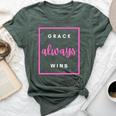 Grace Always Wins Christian Faith Inspirational Idea Bella Canvas T-shirt Heather Forest