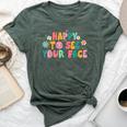 Happy To See Your Face Teacher Smile Daisy Back To School Bella Canvas T-shirt Heather Forest