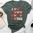 I Heart Love You Valentine Couple Matching Kid Bella Canvas T-shirt Heather Forest