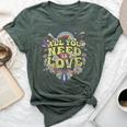 Hippie Peace Love Flower Power Retro Festival Protest Bella Canvas T-shirt Heather Forest