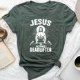 Jesus The Ultimate Deadlifter Christian Weightlifting Bella Canvas T-shirt Heather Forest