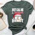Just Call A Christmas Beast With Cute Little Owl N Santa Hat Bella Canvas T-shirt Heather Forest