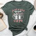 Just A Girl Who Loves Cats Girls Cat Lovers Bella Canvas T-shirt Heather Forest