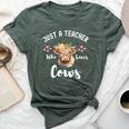 Just A Teacher Who Loves Cows Cute Highland Cow Bella Canvas T-shirt Heather Forest