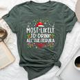 Most Likely To Drink All The Tequila Christmas Bella Canvas T-shirt Heather Forest