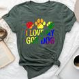 I Love My Gay Dog Rainbow Flag Supportive Ally Inclusive Bella Canvas T-shirt Heather Forest