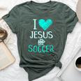 I Love Jesus And Soccer Christian Futbal Goalie Bella Canvas T-shirt Heather Forest