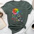 Love Needs No Words Autism Awareness Puzzle Sunflower Mom Bella Canvas T-shirt Heather Forest