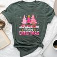 Merry Christmas With Pink Trees Xmas Costume Pajamas Women Bella Canvas T-shirt Heather Forest