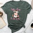 Pink Vintage Holy Cow I'm Cute Moo Cow Mama Leopard Floral Bella Canvas T-shirt Heather Forest