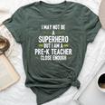 Pre-K Teacher Superhero Back To School Bella Canvas T-shirt Heather Forest