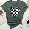 Race Car Checker Flag Racing Heart Auto Racer Bella Canvas T-shirt Heather Forest