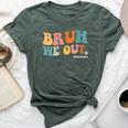 Retro Groovy Bruh We Out Teacher Appreciation End Of School Bella Canvas T-shirt Heather Forest