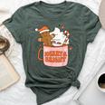 Retro Groovy Merry & Bright Gingerbread Christmas Cute Santa Bella Canvas T-shirt Heather Forest