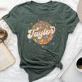 Retro Taylor First Name Personalized Groovy Birthday Bella Canvas T-shirt Heather Forest