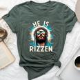 He Is Rizzen Jesus Is Rizzen Retro Jesus Christian Religious Bella Canvas T-shirt Heather Forest