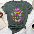 Rock The Test Test Day Teacher Testing Day Rainbow Teacher Bella Canvas T-shirt Heather Forest