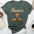 The Sermonator Pastor Appreciation Christian Cross Bella Canvas T-shirt Heather Forest