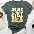 In My Softball Girl Era Retro Groovy Softball Girl Bella Canvas T-shirt Heather Forest
