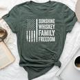 Sunshine Whiskey Family & Freedom Usa Flag Summer Drinking Bella Canvas T-shirt Heather Forest