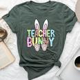 Teacher Bunny Reading Teacher Easter Spring Bella Canvas T-shirt Heather Forest