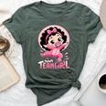 Team Girl Baby Gender Reveal Party Announcement Bella Canvas T-shirt Heather Forest