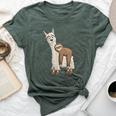 Trendy Funky Cartoon Chill Out Sloth Riding Llama Bella Canvas T-shirt Heather Forest