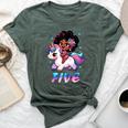 Unicorn 5Th Birthday 5 Years Old Black Girl African American Bella Canvas T-shirt Heather Forest