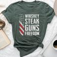 Whiskey Steak Guns Freedom Gun Bbq Drinking -On Back Bella Canvas T-shirt Heather Forest