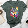 Wolf Gay Pride Lgbt Rainbow Flag On Wolf Lgbtq Bella Canvas T-shirt Heather Forest