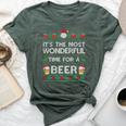 Xmas Wonderful Time For A Beer Ugly Christmas Sweaters Bella Canvas T-shirt Heather Forest