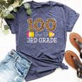 100 Days Of Third Grade Leopard Happy 100Th Day Of School Bella Canvas T-shirt Heather Navy