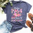 60 Year Old Made In 1964 Birthday Floral 60Th Birthday Women Bella Canvas T-shirt Heather Navy