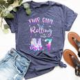 7Th Bday Rolling Into 7 Birthday Girl Roller Skate Party Bella Canvas T-shirt Heather Navy