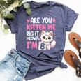 8Th Birthday For Girls 8Yr 8 Year Old Kitten Cat Bday Bella Canvas T-shirt Heather Navy