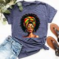 Afro Woman African Melanin Headscarf Nubian Black History Bella Canvas T-shirt Heather Navy