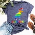 Allysaurus Lgbt Dinosaur Rainbow Flag Ally Lgbt Pride Bella Canvas T-shirt Heather Navy