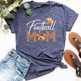 American Football Mom Leopard Print Football Player Mommy Bella Canvas T-shirt Heather Navy