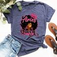 Aries Queen Birthday Afro Natural Hair Girl Black Women Bella Canvas T-shirt Heather Navy