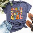 Auntie Of The Birthday Girl Niece Groovy Aunt Retro Theme Bella Canvas T-shirt Heather Navy