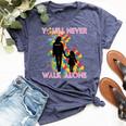 Autism Awareness Support Mom And Daughter You'll Never Walk Bella Canvas T-shirt Heather Navy