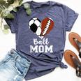 Ball Mom Heart Football Soccer Mom Bella Canvas T-shirt Heather Navy