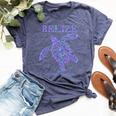 Belize Sea Turtle Retro Boys Girls Vacation Souvenir Bella Canvas T-shirt Heather Navy