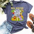 Big Sister Of The Wild One Birthday Zoo Animal Safari Jungle Bella Canvas T-shirt Heather Navy