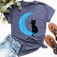 Black Cat Crescent Moon Sailor Mom Bella Canvas T-shirt Heather Navy